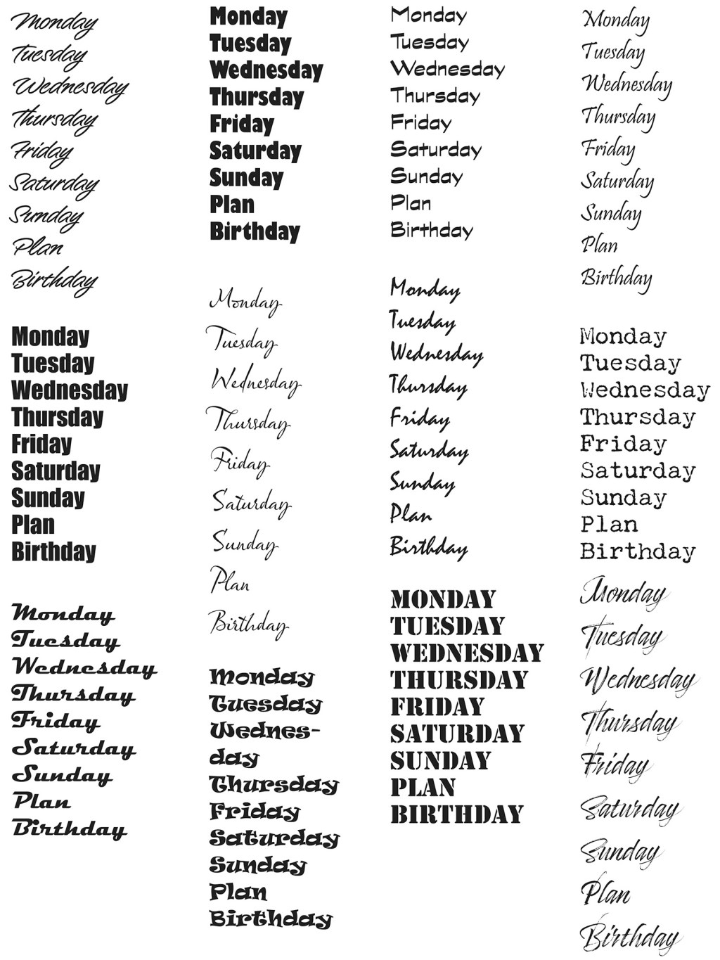Days of the Week for Your&nbsp;Planner